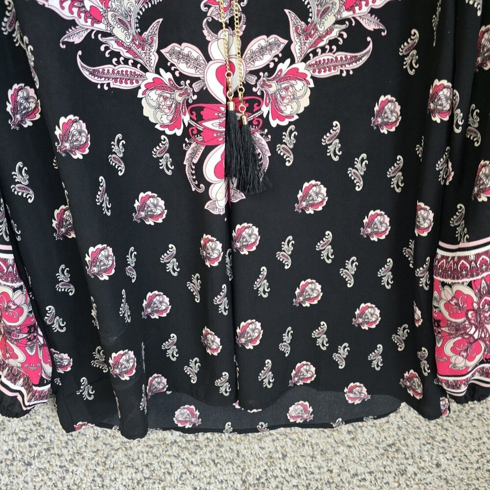 JM Collection Top Womens PM Petite Medium Pink Paisley Print Sheer Blouse Ladies - Picture 5 of 7